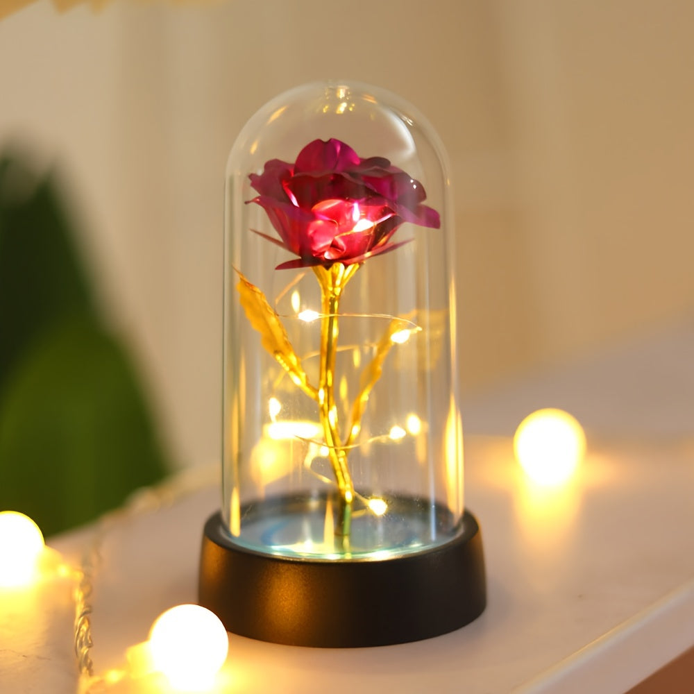 Golden Foil Rose Night Lamp Decorative Gift for Special Occasions