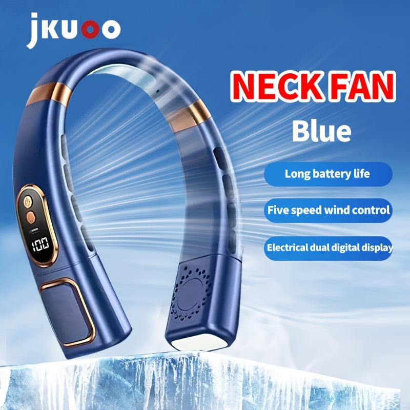 Portable Neck Fan with 5 Speeds, USB Rechargeable, Bladeless Cooler for Outdoor Activities