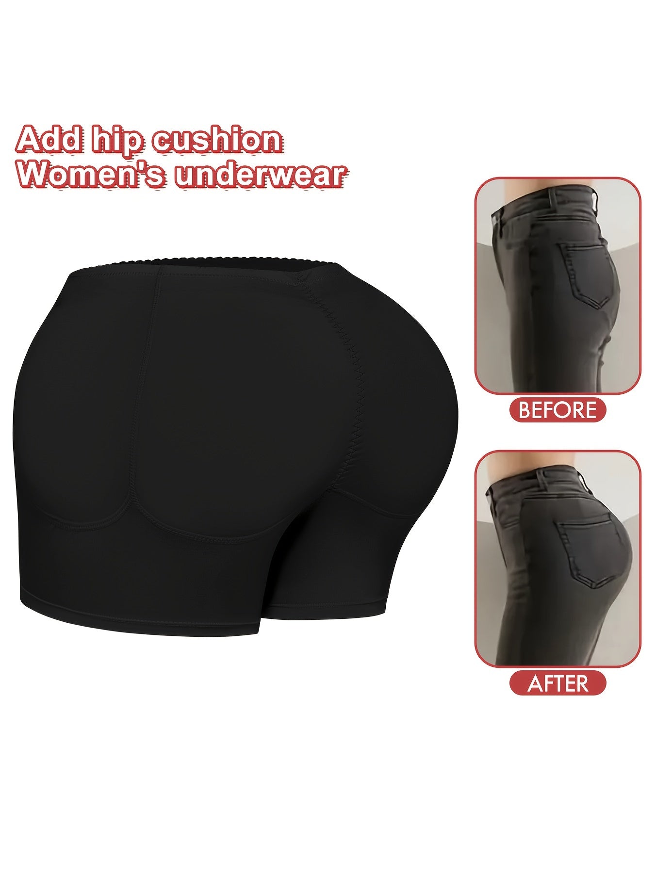 High-Waist Tummy Control Shapewear Shorts for Women Black Removable Pads Pockets
