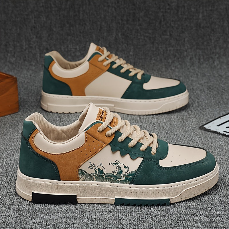 Men's Retro Casual Sneakers Low Top PU Fabric Slip-On Outdoor Sports Shoes