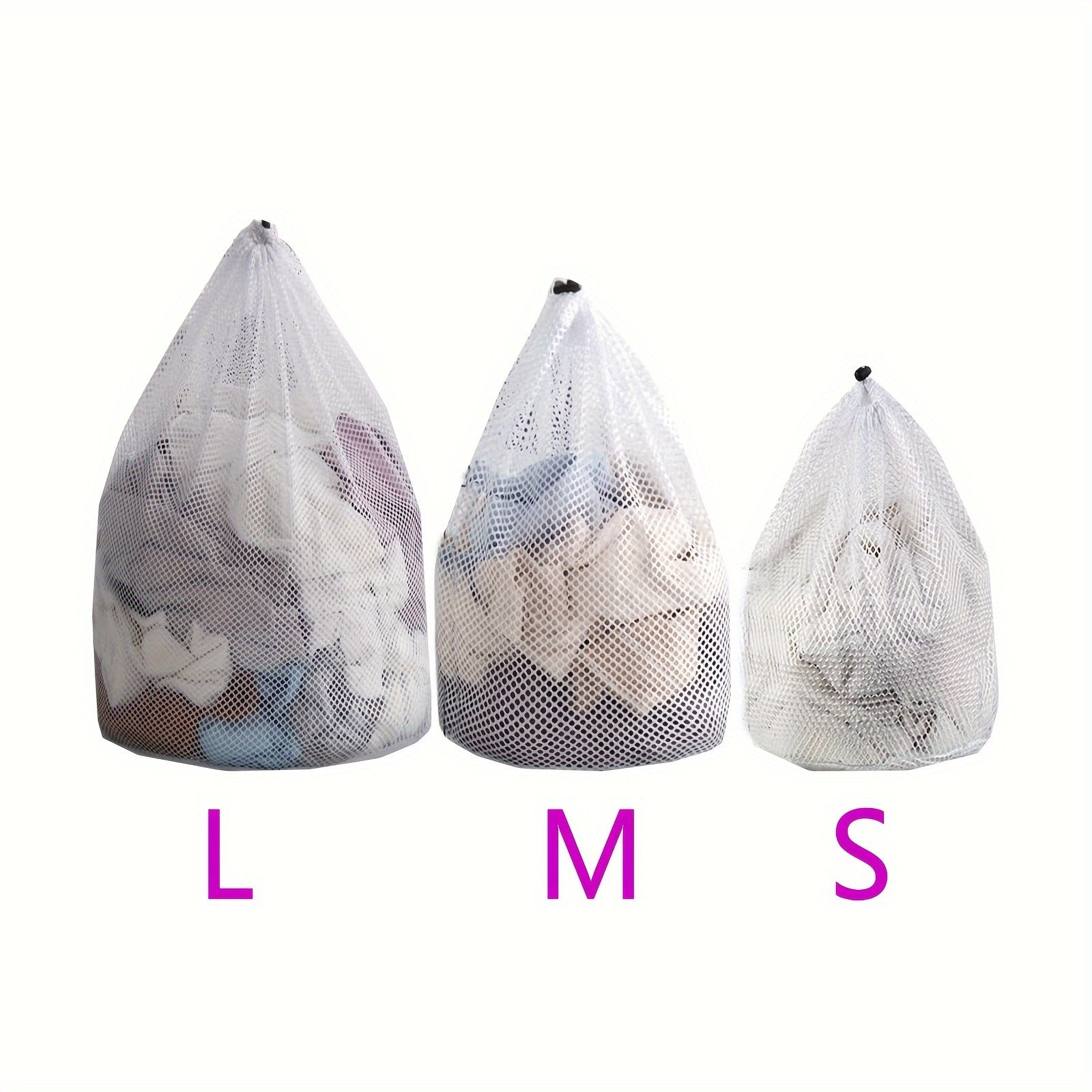 Mesh Laundry Bags Set, Polyester, Large, Drawstring Closure, Machine Washable