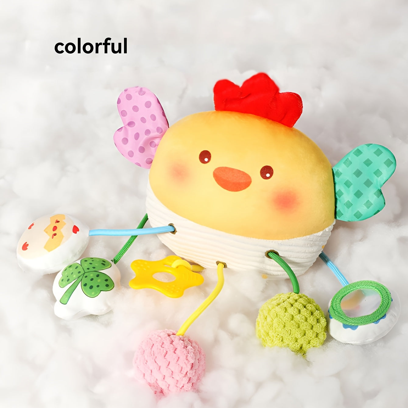 Children's Cartoon Bed Hanging Toy with Bell, Nibble-Safe Polyester, Multi-Color, Lightweight and Portable