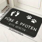 Chic Paw Print Doormat, Absorbent Sponge Bottom bilan, Anti-Slip, Yumshoq Flannel