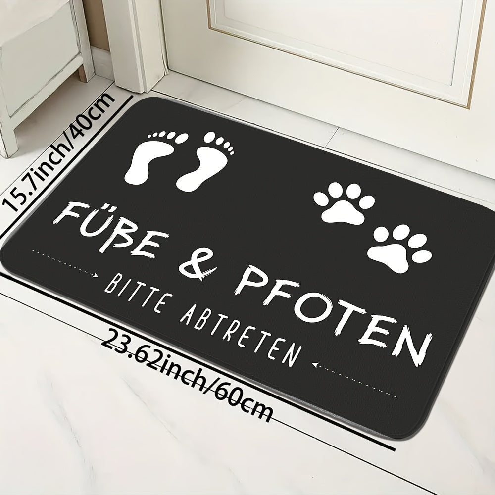 Chic Paw Print Doormat, Absorbent Sponge Bottom bilan, Anti-Slip, Yumshoq Flannel