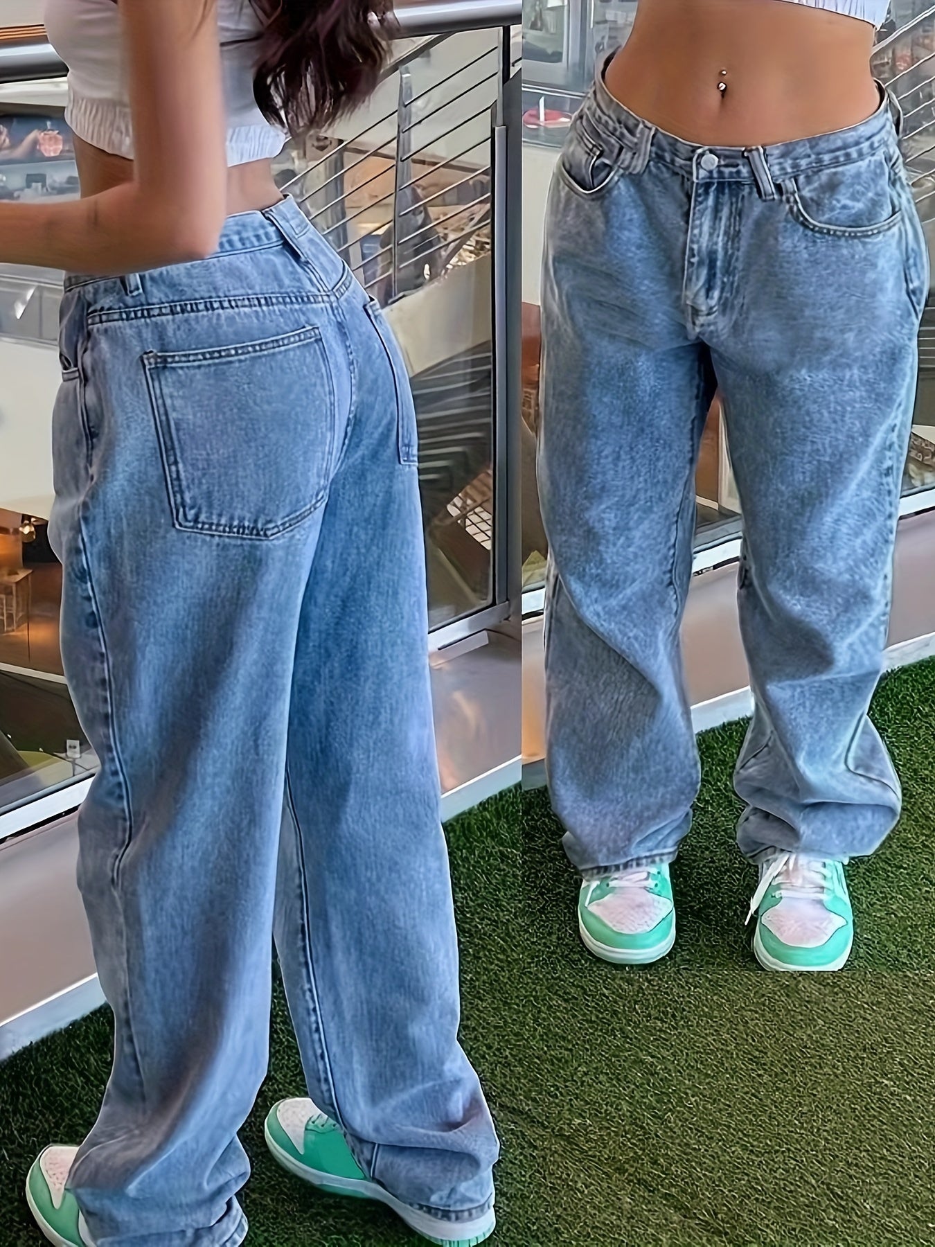 Women's Plus Size Stretch Straight-Leg Pants Polyester Blend Street Style All-Season