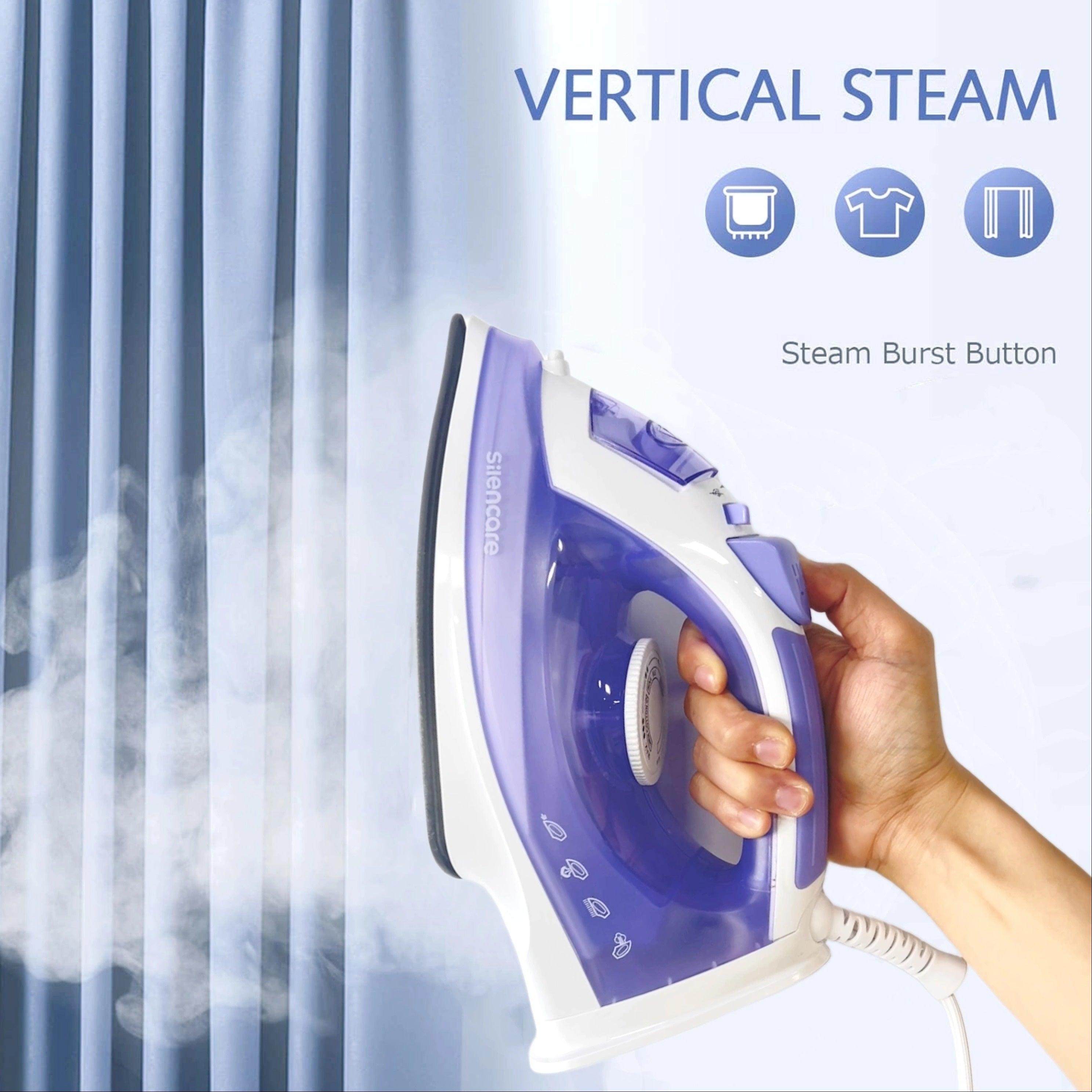 2000W Steam Iron for Clothes Non-Stick Soleplate Adjustable Thermostat
