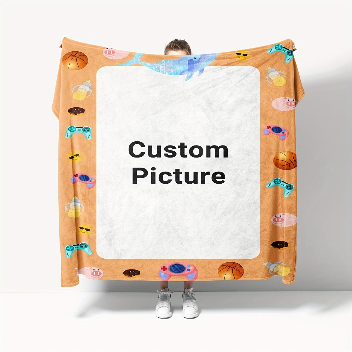 Personalized Family Couple Photo Nap Blanket 280g Flannel Soft All Seasons