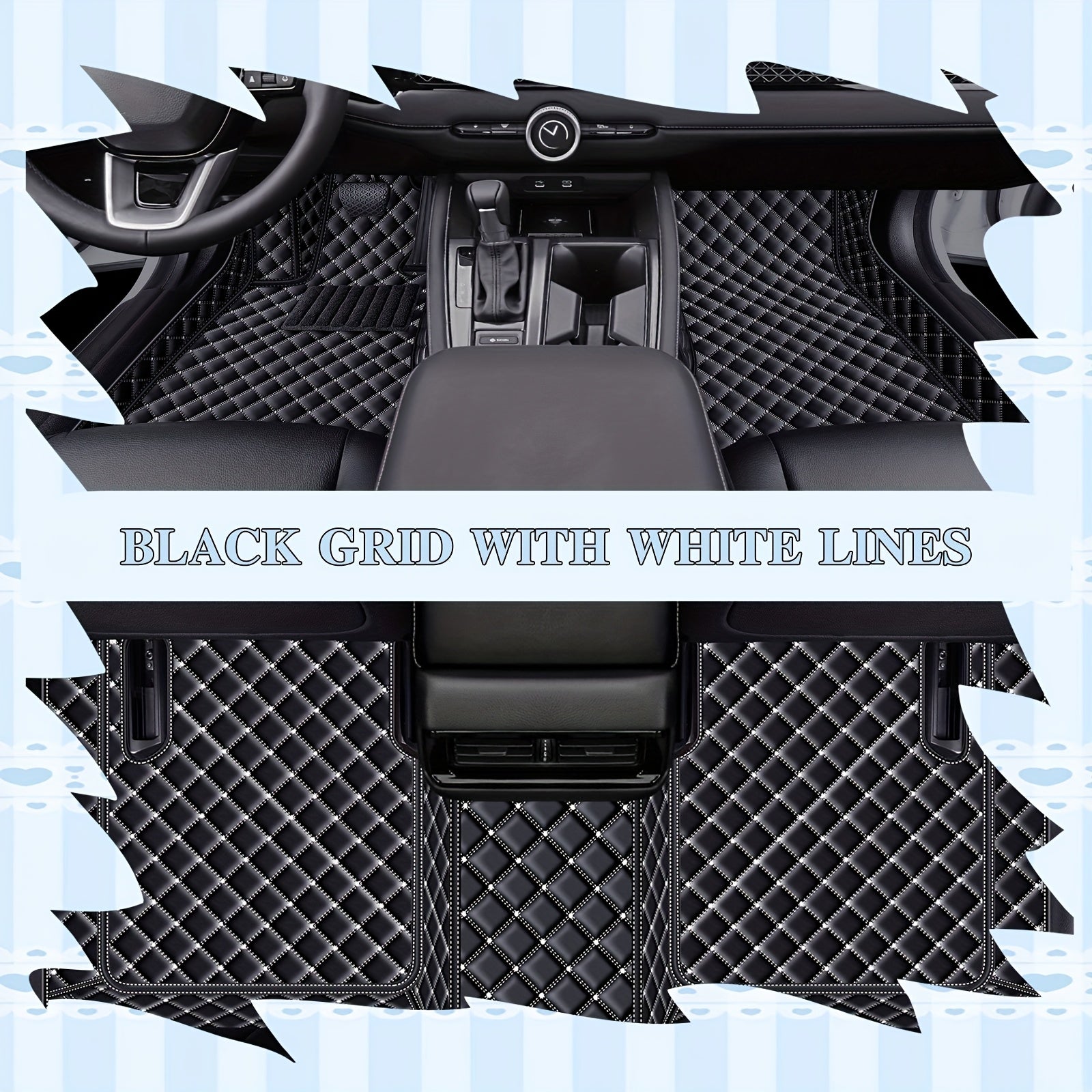 Luxury Faux Leather Car Floor Mat Set for Left-Hand Drive Vehicles 3-Piece