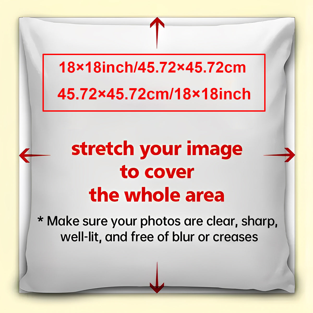 Personalized Photo Pillowcase 45.72cm Square Plush Polyester for Gifts and Home Decor