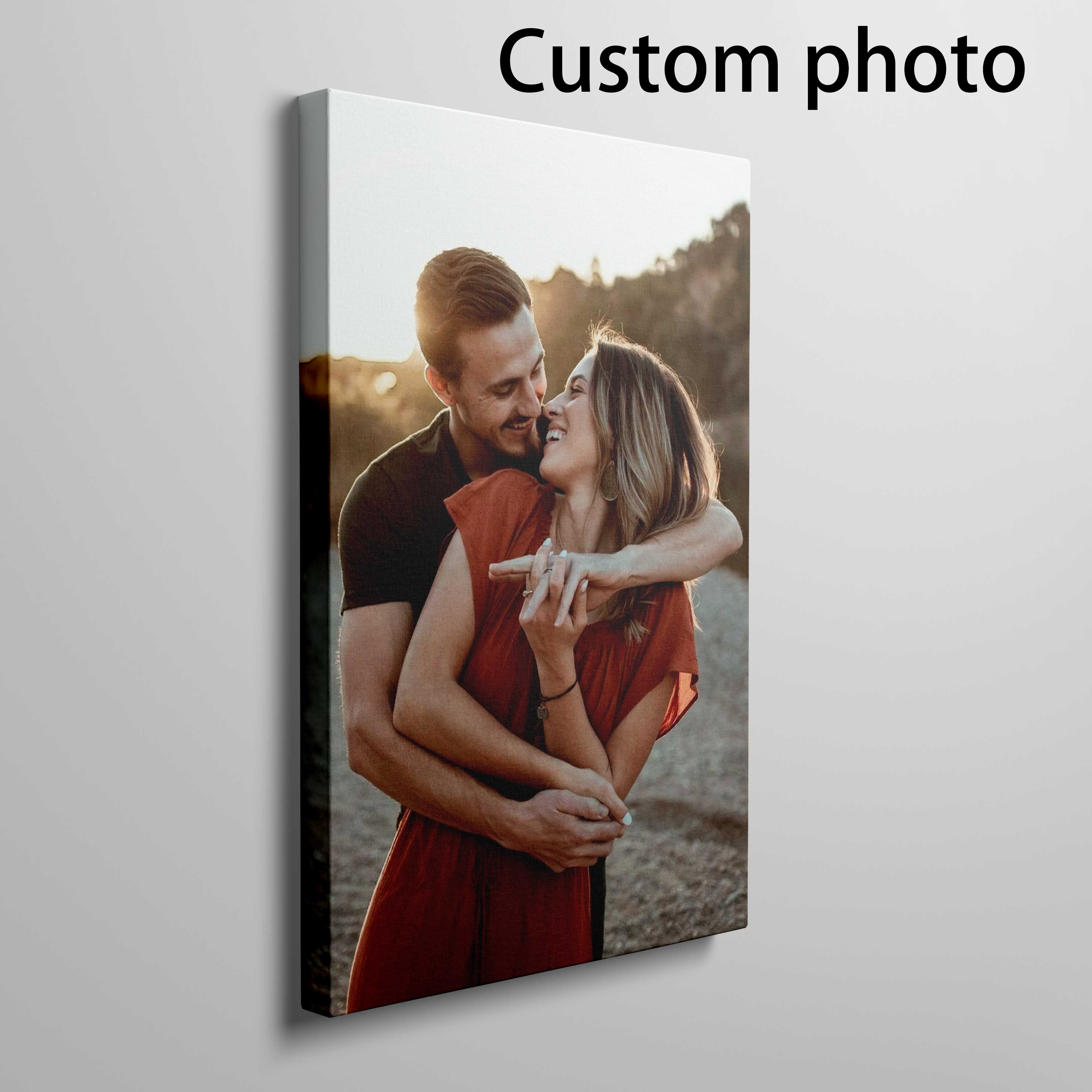 Personalized Couple Photo Canvas Wall Art, Framed, Custom Keepsake Gift