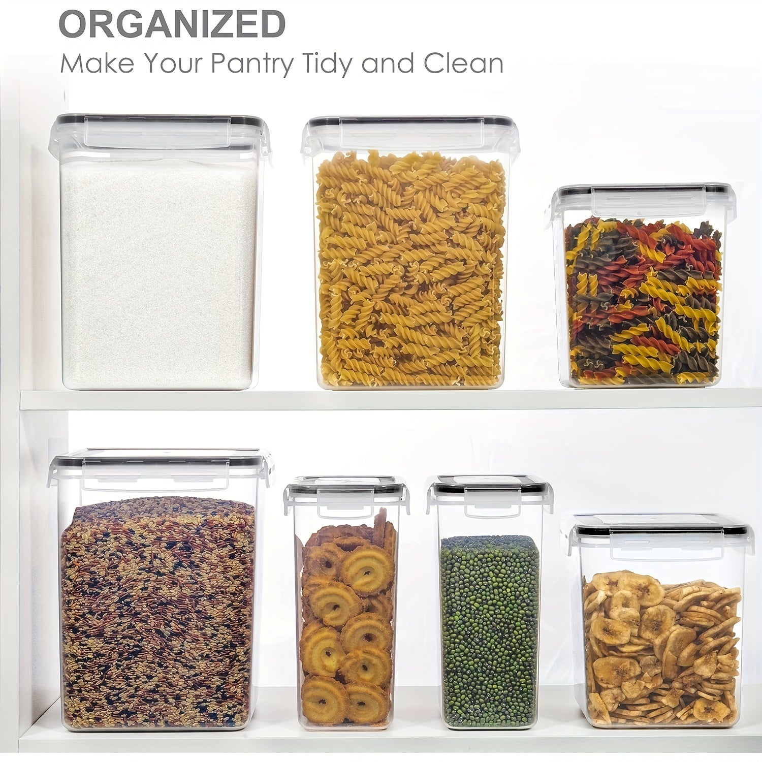 Food Storage Containers 2.5L BPA Free Airtight Plastic with Labels Black