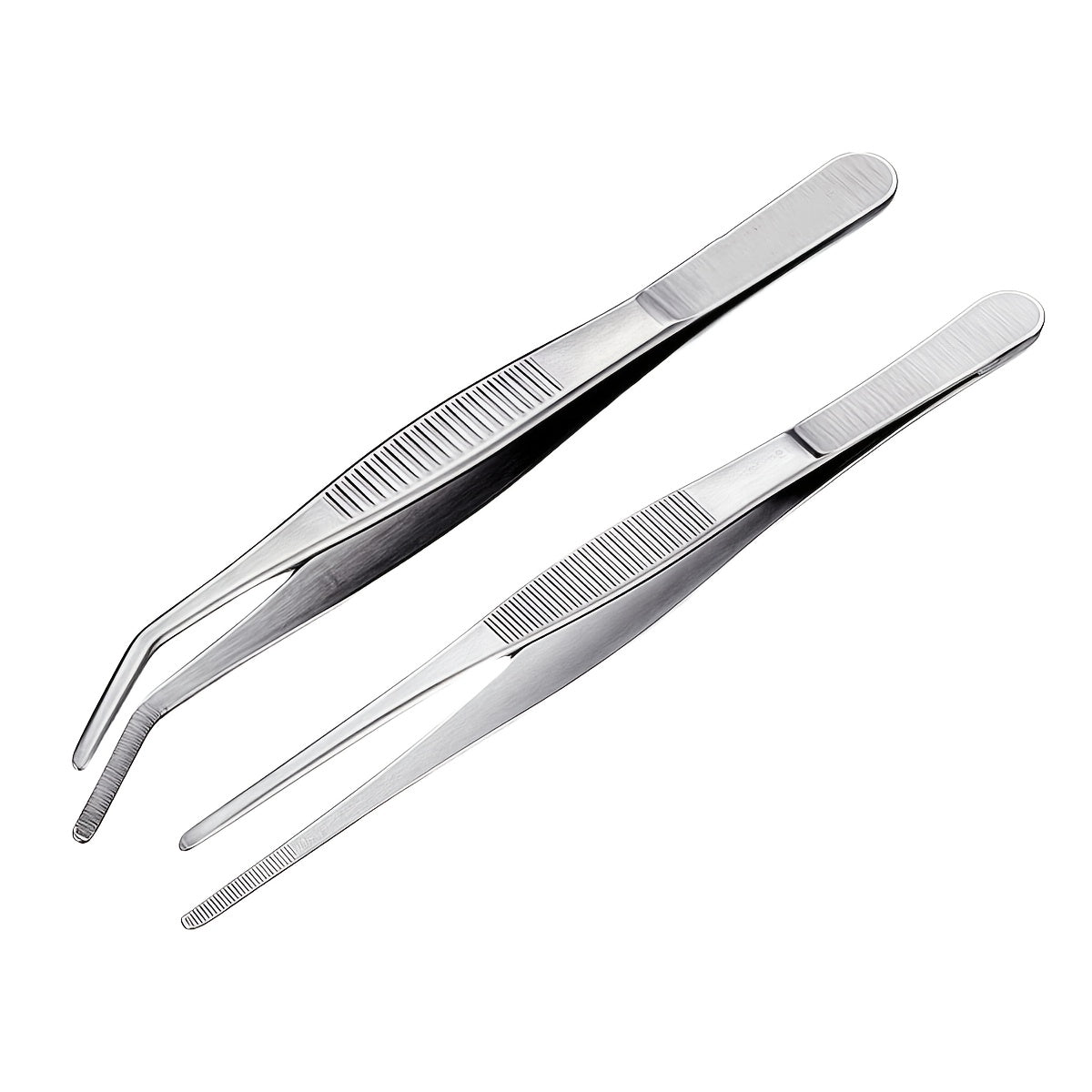 Set of 2 Stainless Steel Tweezers Non-Slip Precision Pliers for Cooking Jewelry Crafting