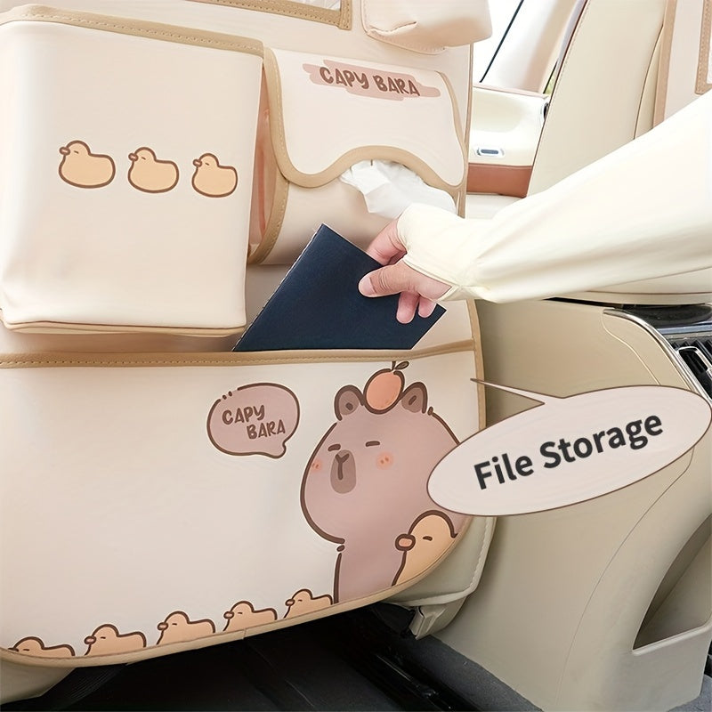 Bolalar uchun PU charm avtomobil o'rindigi tashkilotchisi, tishli tutqich va axlat qutisi bilan