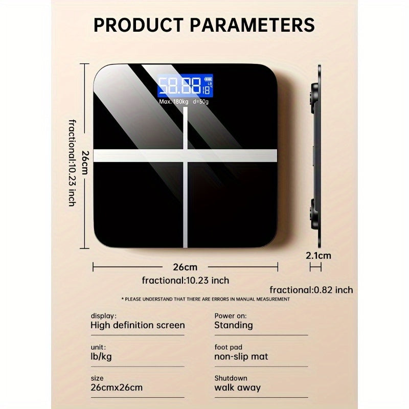 Bathroom Scale LCD HD Display Temperature Switchable KG Pounds Ultra-wide Platform 5 Scenarios