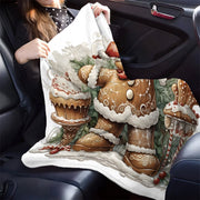 70x100cm Rustic Gingerbread Man Throw Blanket Soft Warm Polyester Flannel Digital Print All-Season