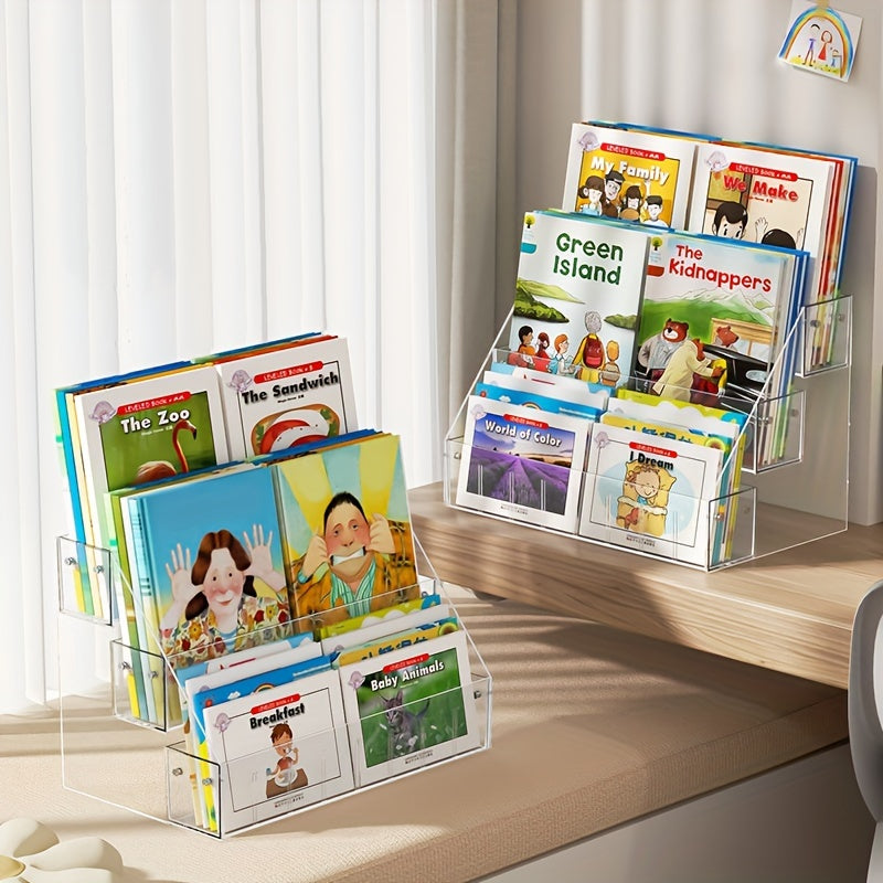 Ko'p funksiyali Shaffof Akril Kitoblik - Zamonaviy, Mustahkam Saqlash Birligi Uy va Ofis uchun, Oson yig'iladigan, Kitoblar va Ta'lim buyumlari uchun ko'rinadigan Egasi, Ko'p qavatli Kitoblik