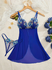 Women's Deep V Neck Dress with Slit Babydoll Style and Thong