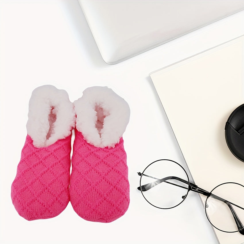 Women's Non-Slip Coral Fleece Floor Socks Plush Knitted Warm Fuzzy Socks for Women