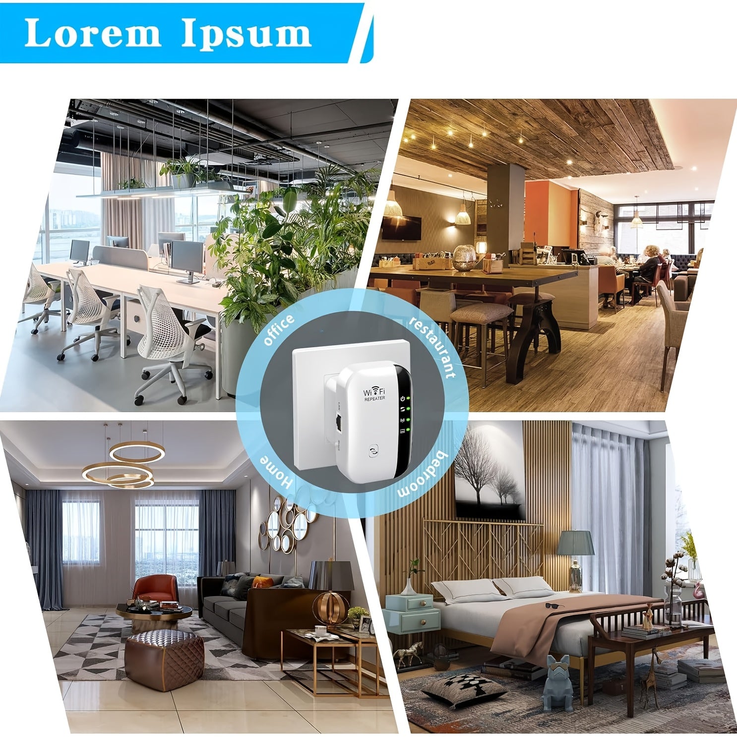 WiFi Range Extender Signal Booster 300m 2.4GHz Ethernet European Plug