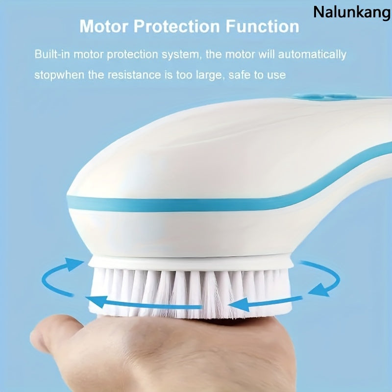Electric Body Brush with 6 Intensity Levels 5 Heads Long Handle USB Rechargeable