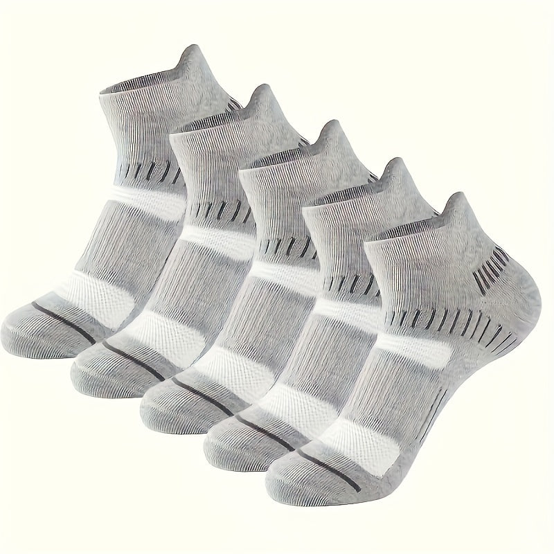 Men's Breathable Striped Ankle Socks 5 Pairs Fall Casual Hosiery