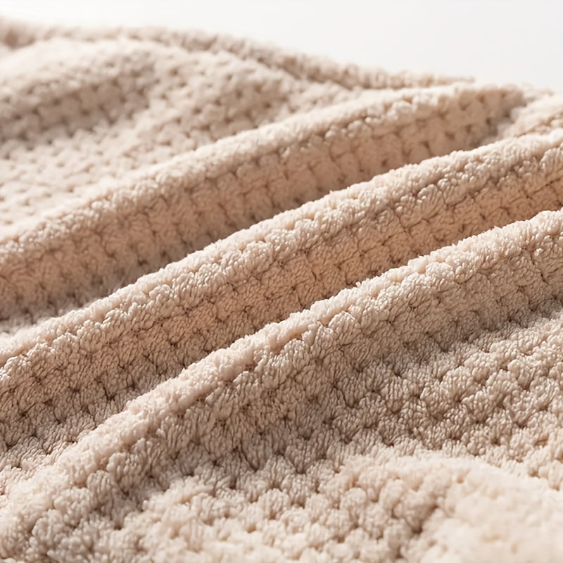 Women’s Microfiber Plaid Bathrobe and Washcloth Set Quick-Drying Soft