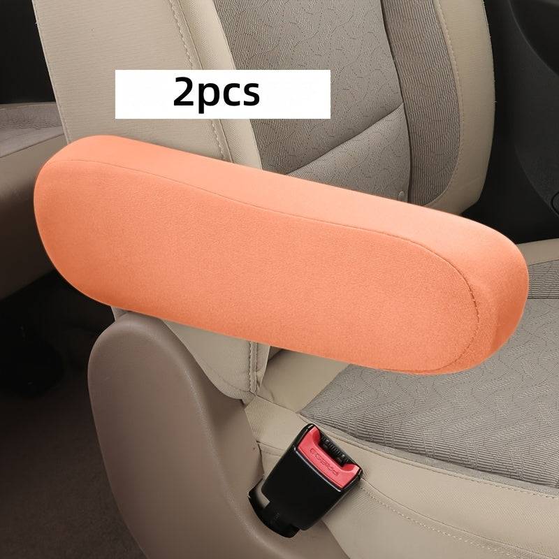 2pcs Elastic Polyester Car Seat Armrest Covers Washable Protective Sleeves