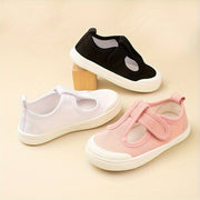 Girls Casual Canvas Sneakers Lightweight Low-Top with Strap Closure Round Toe for Outdoor Spring Fall