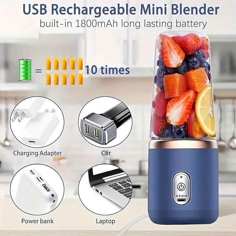 Portable Personal Blender with 2 Cups 13.5oz USB Rechargeable Fruit Smoothie Maker