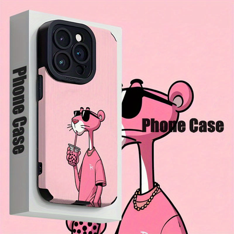 Pink Panther Patterned TPU Phone Case for iPhone Shockproof Dirt-Resistant