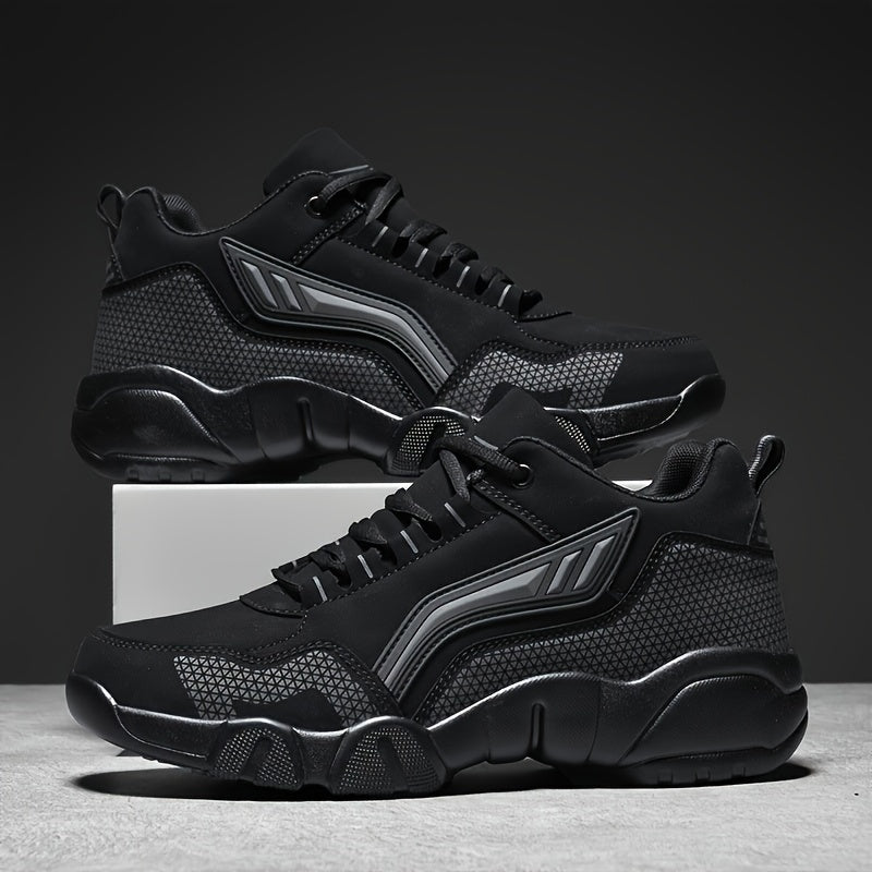 Мужские повседневные кроссовки с верхом из PU, противоскользящей резиновой подошвой, с амортизирующей поддержкой свода, низкий топ, шнуровка, для комфорта в течение всего дня, черные и белые