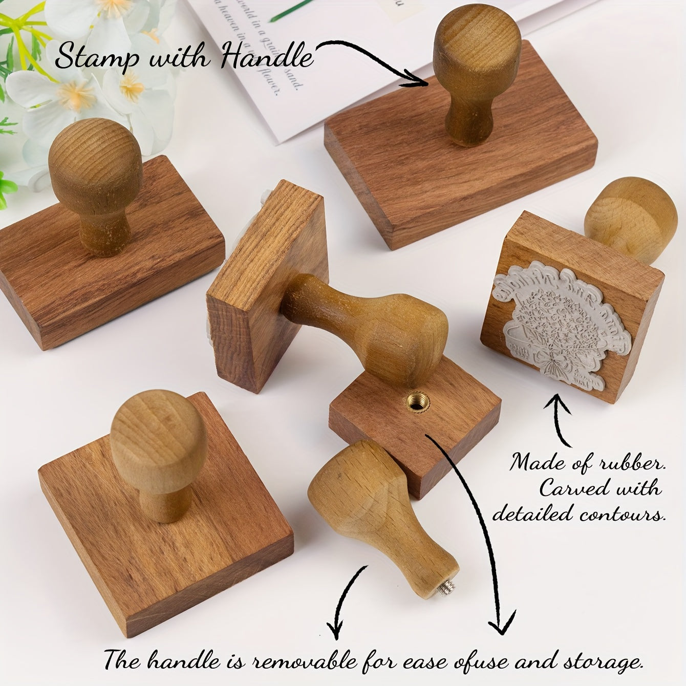 Personalized Wooden Stamp Set with Gift Box Custom Photo and Text Designs for Gifts