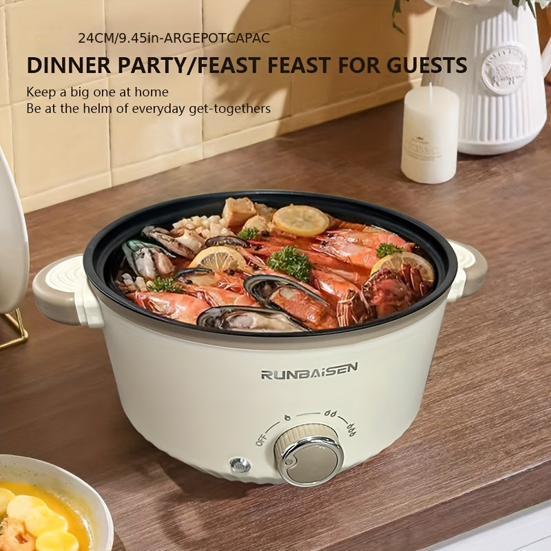 Uy uchun mo'ljallangan ikki qatlamli elektr pishirgich, bug'lash va qovurish funksiyalari bilan. Ofislar yoki yotoqxonalarda makaron tayyorlash uchun, shuningdek, ochiq havoda pikniklar, avtoulovda yurish, Yangi yil to'ylar uchun mos.