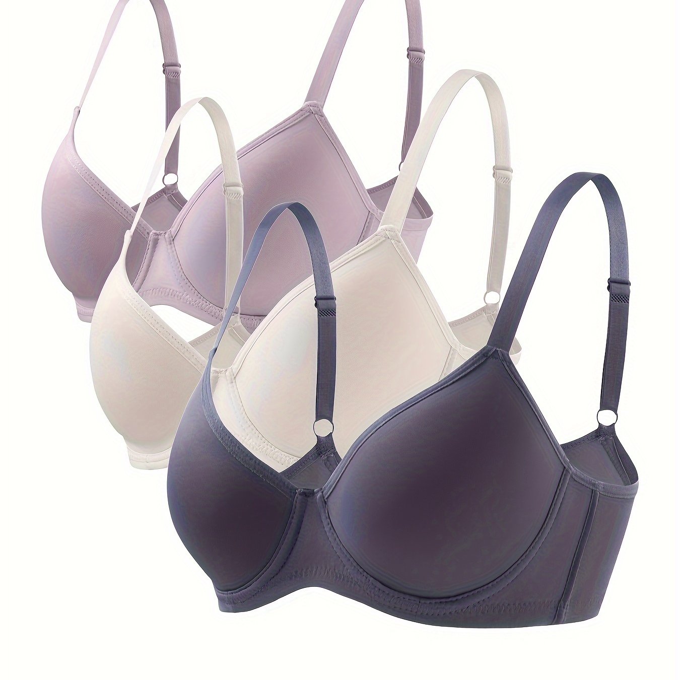 Women's Cotton Push Up Bras Pack of 3 Comfortable Everyday Lingerie