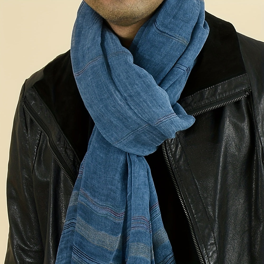 Men's Stylish Striped Scarf Made with 100% Rayon for All Seasons European Design