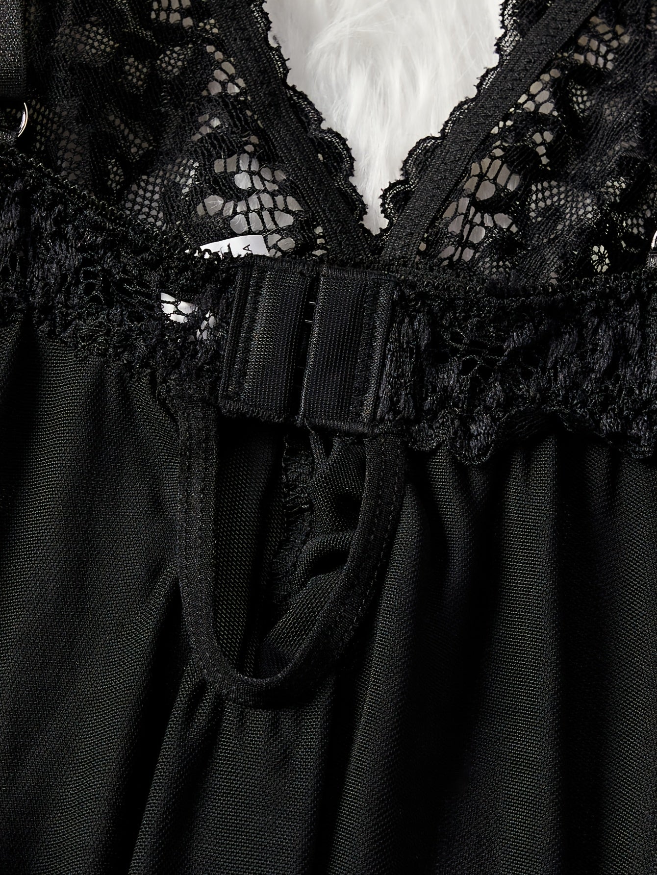 Plus Size Women's Floral Lace Ruffled Mesh Babydoll and Panty Lingerie Set