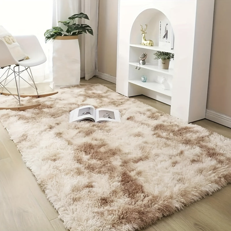 Alfombra de terciopelo con diseño de degradado tie-dye kaki para sala de estar o dormitorio tapete lavable
