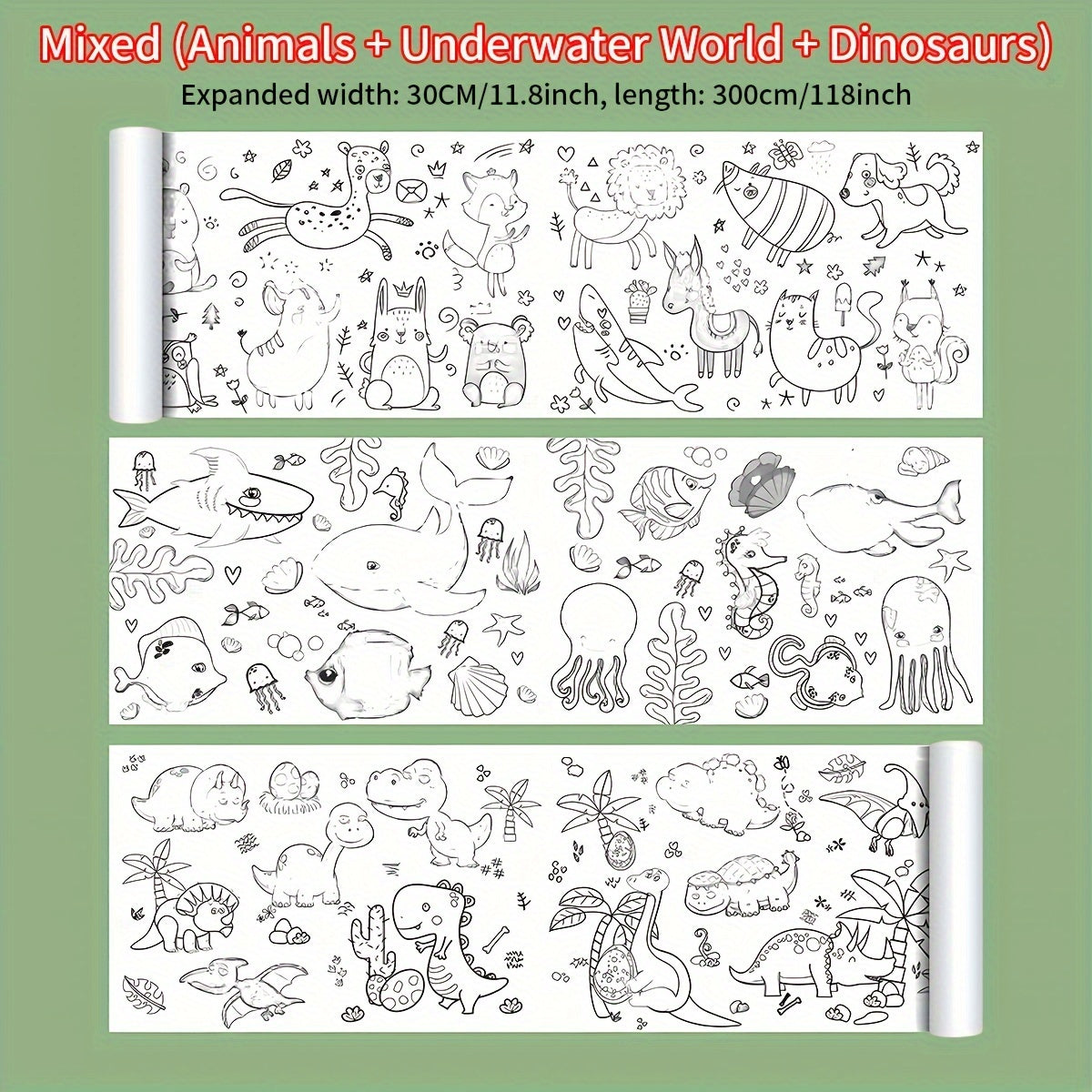 300CM Art Paper Roll for Kids Ages 3+ Watercolor Compatible Creative Doodle and Painting