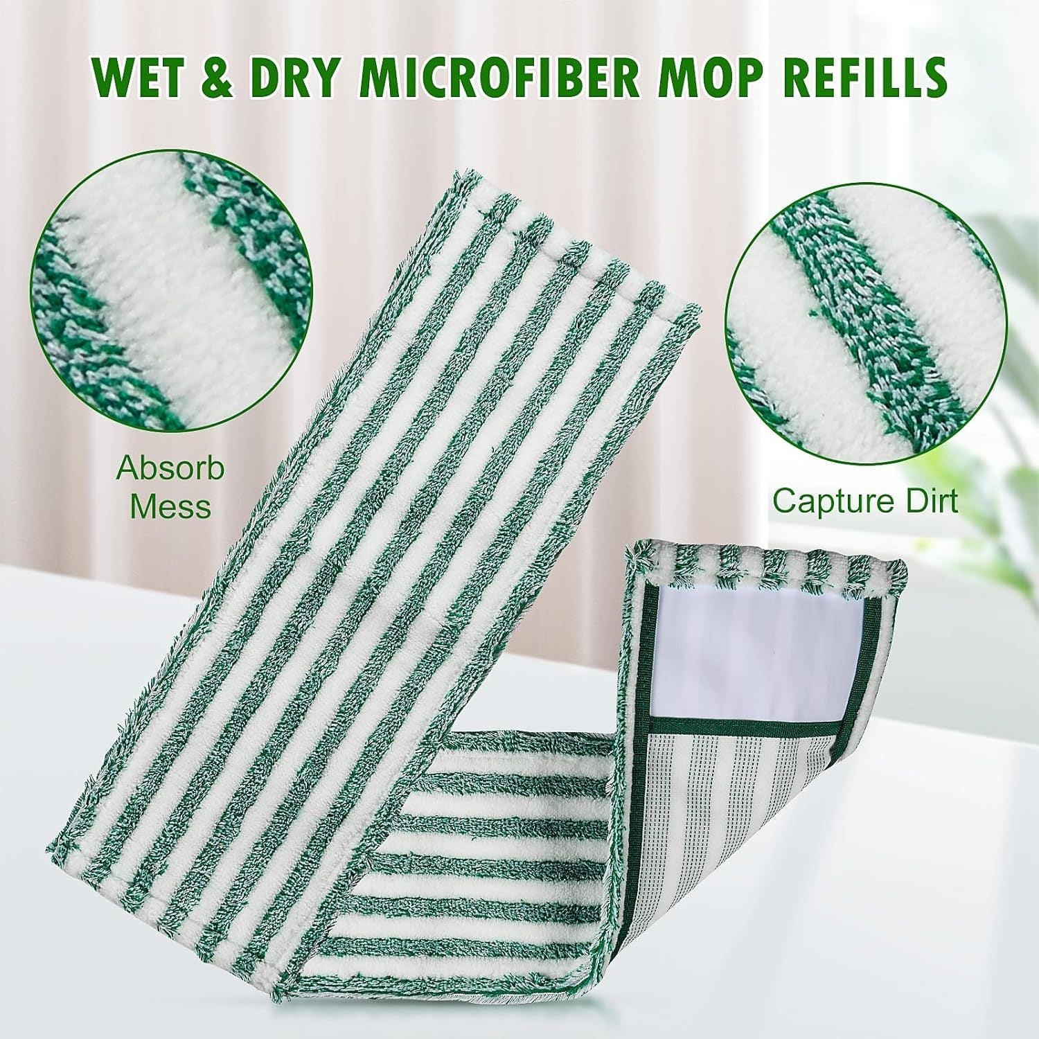 Reusable Washable Striped Mop Pad Refill for Microfiber Floor Mop, Home Cleaning