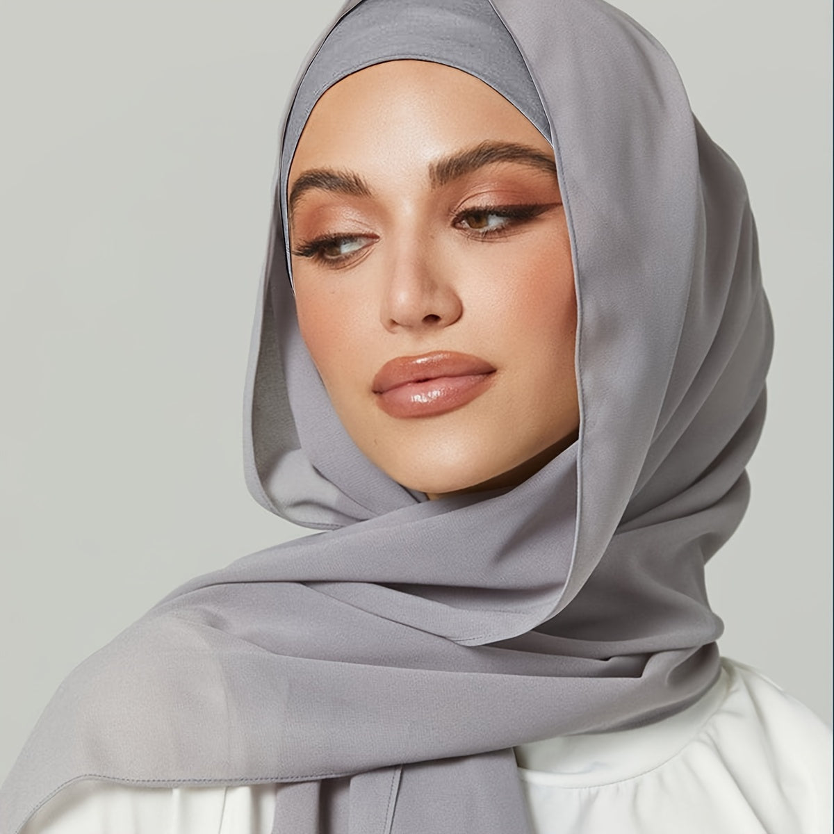 Set of Two Elastic Chiffon Undercap Scarves with Breathable Inner Hijab Cap and Sunscreen Hijab