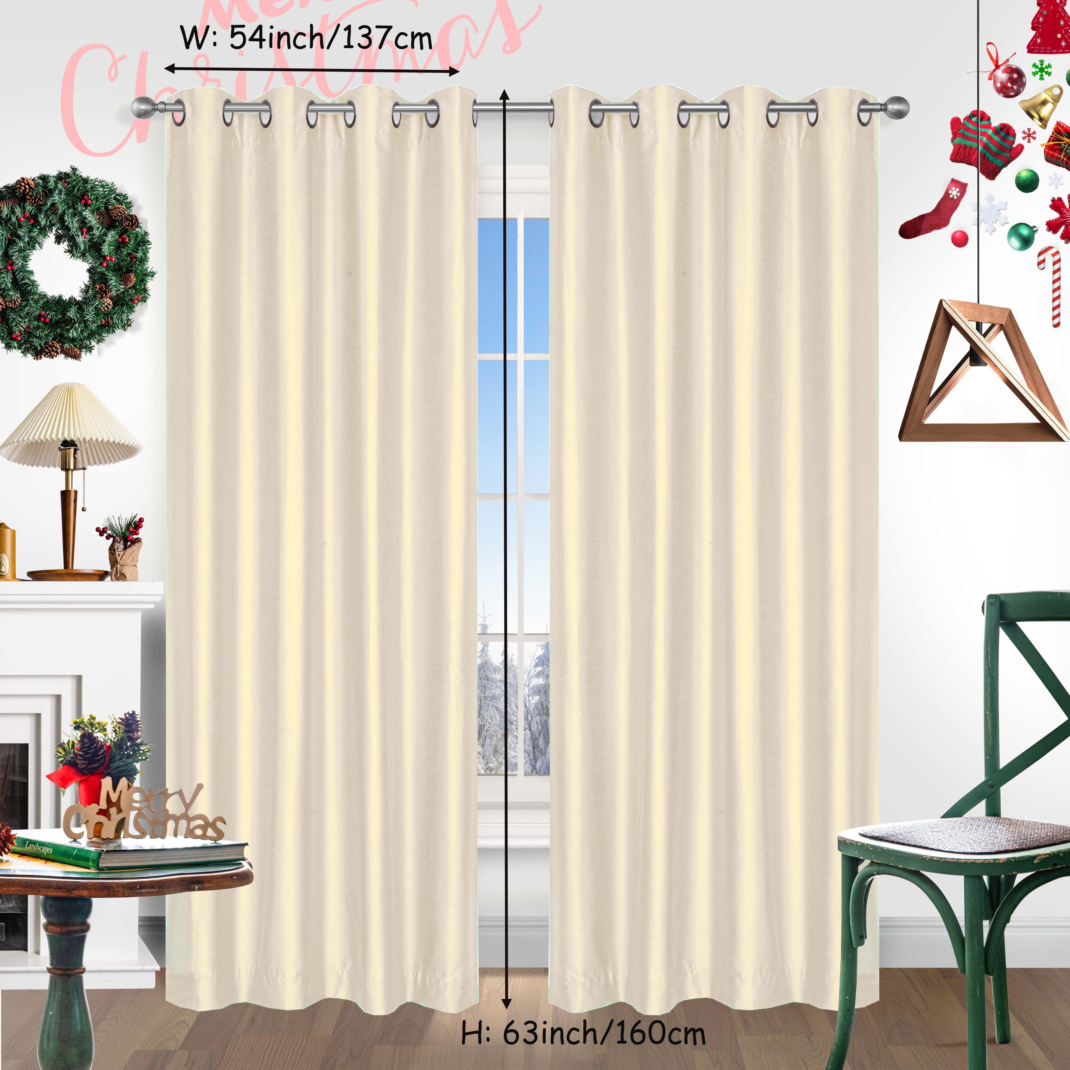 Red Christmas Curtains 2 Pieces Faux Silk Grommet Top for Living Room Bedroom Office