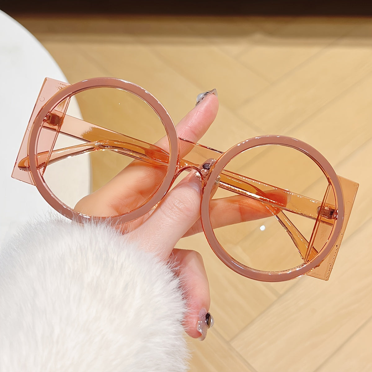 Gafas redondas de estilo Y2K unisex con bloques de color para fiestas de disfraces y clubes