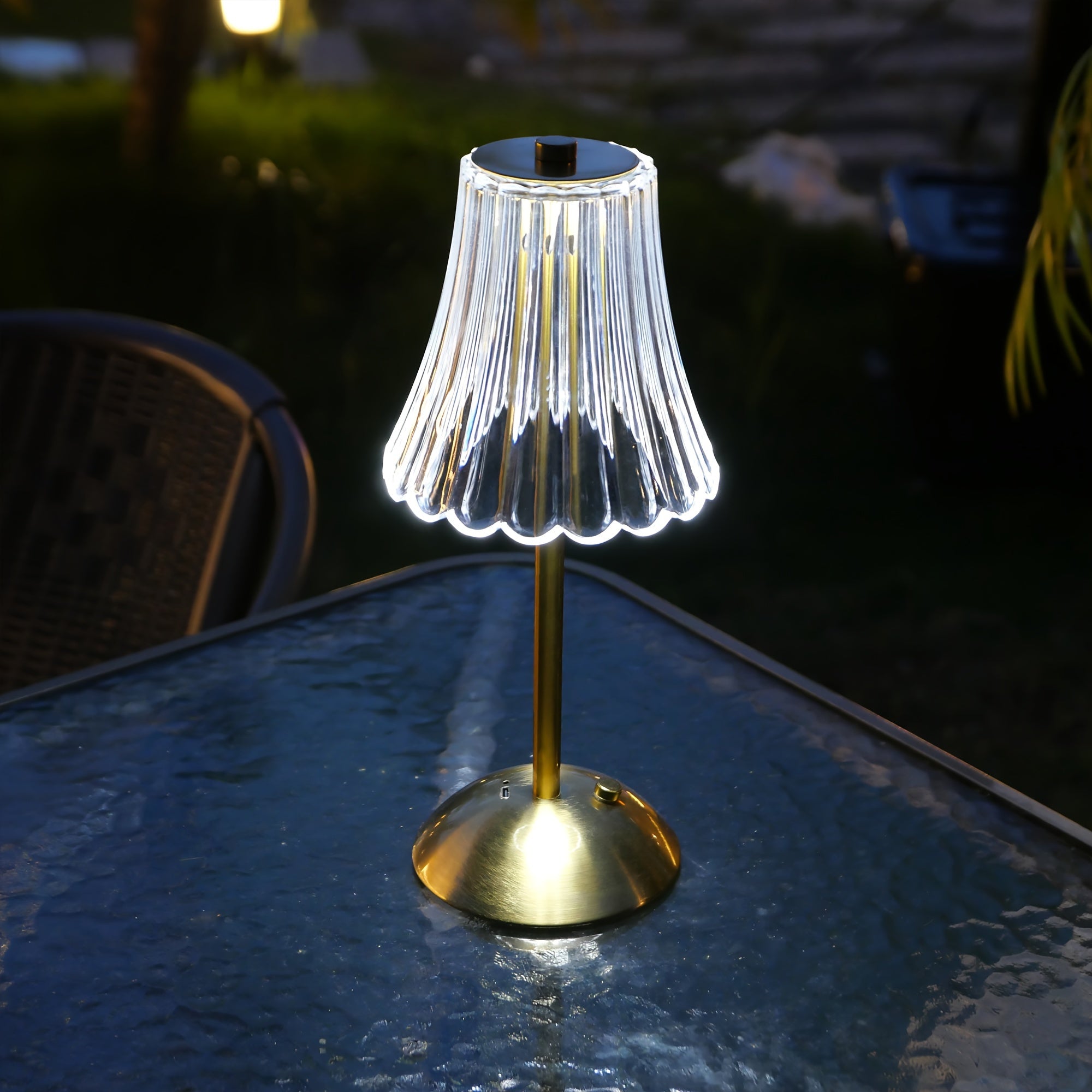 Contemporary LED Crystal Touch Control Table Lamp with Wrought Iron Base