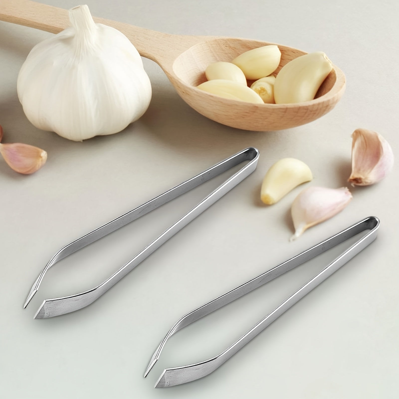 Pelador de ajo y removedor de espinas de pescado de acero inoxidable, herramienta de cocina sin batería
