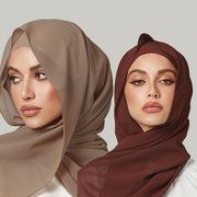 Set of Two Elastic Chiffon Undercap Scarves with Breathable Inner Hijab Cap and Sunscreen Hijab