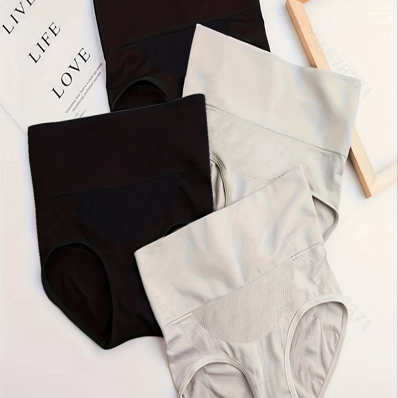 Women's Seamless High-Waist Tummy Control Briefs 4-Pack Breathable Polyamide Elastane