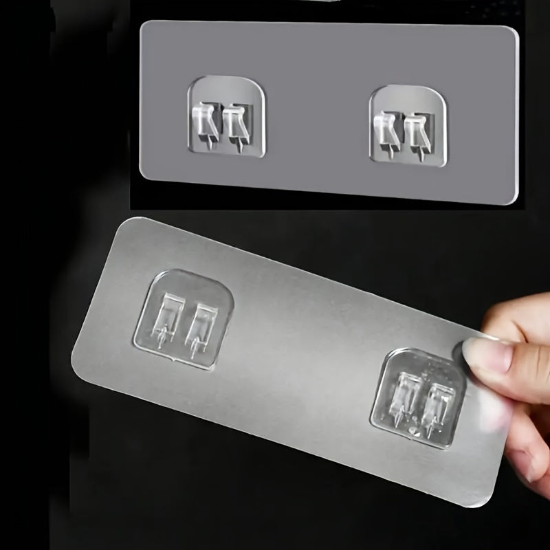 5pcs Clear Self-Adhesive Wall Hooks for Bathroom Organizers and Storage