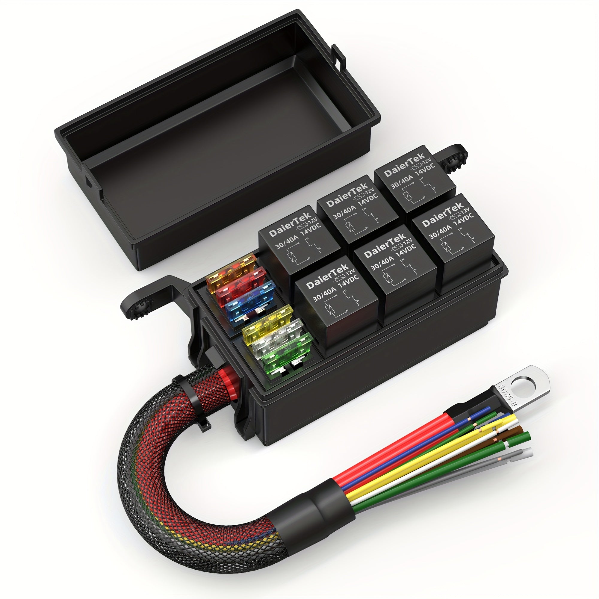 12V Automotive Fuse Box 6 Slots Car Relay Kit for Cars Trucks Boats