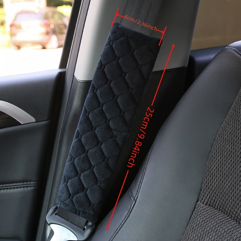 2PCS Almohadillas de confort para cinturón de seguridad de coche de felpa, acolchadas, negras, moradas, grises, rosas, cubiertas suaves para hombros