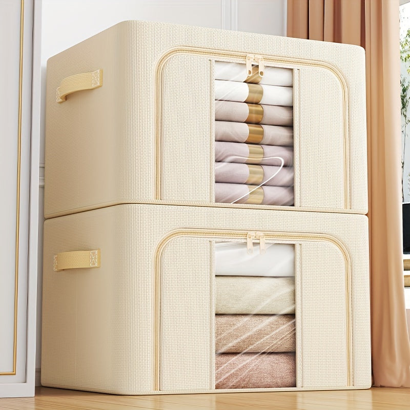 Storage Bins with Metal Frame and Clear Window for Winter and Spring Large Capacity Foldable Stackable Organizer